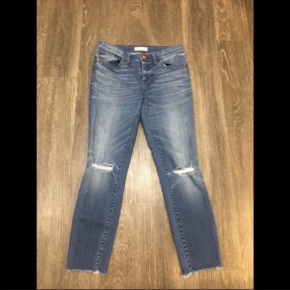 Madewell skinny skinny distressed raw hem jean